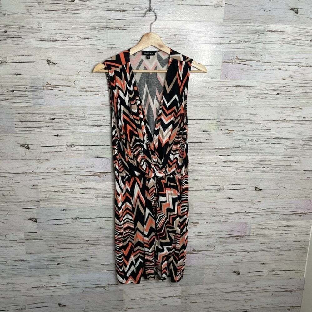 Bebe chevron  mini dress cream pink medium
